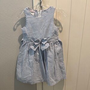 Bonnie Jean Blue and White Striped Bow-Front Dress